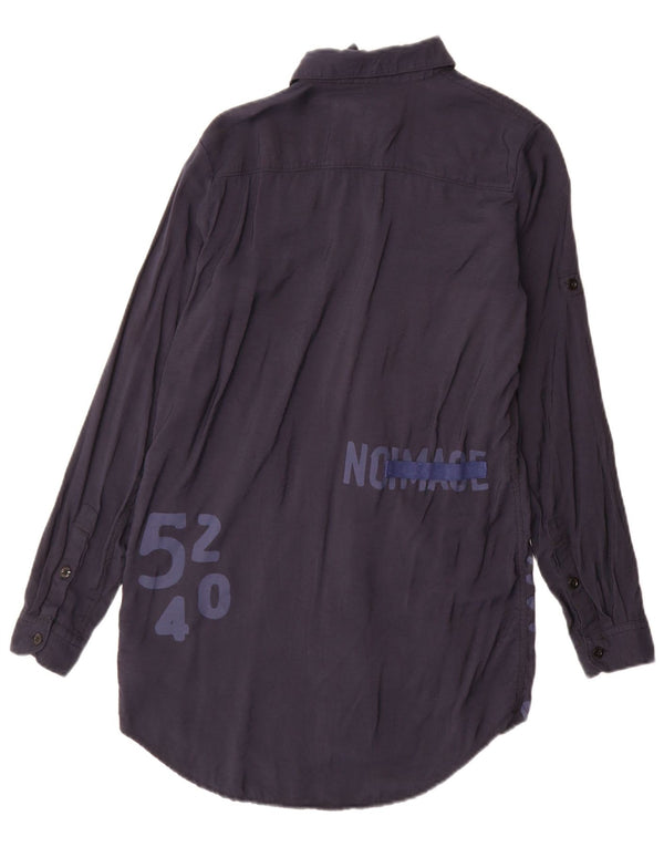 G-Star Damen Boyfriend-Fit Grafik-Hemdkleid UK 6 XS Marineblaue Viskose