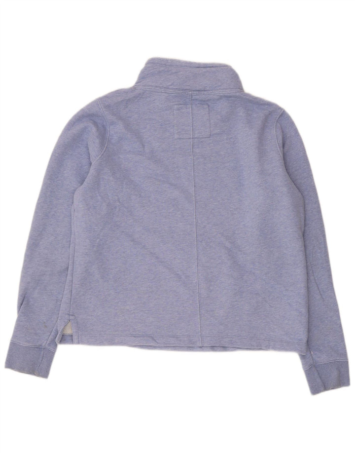 Fat Face Damen-Sweatshirt mit Knopfkragen, Größe UK 12, mittelblau, Baumwolle