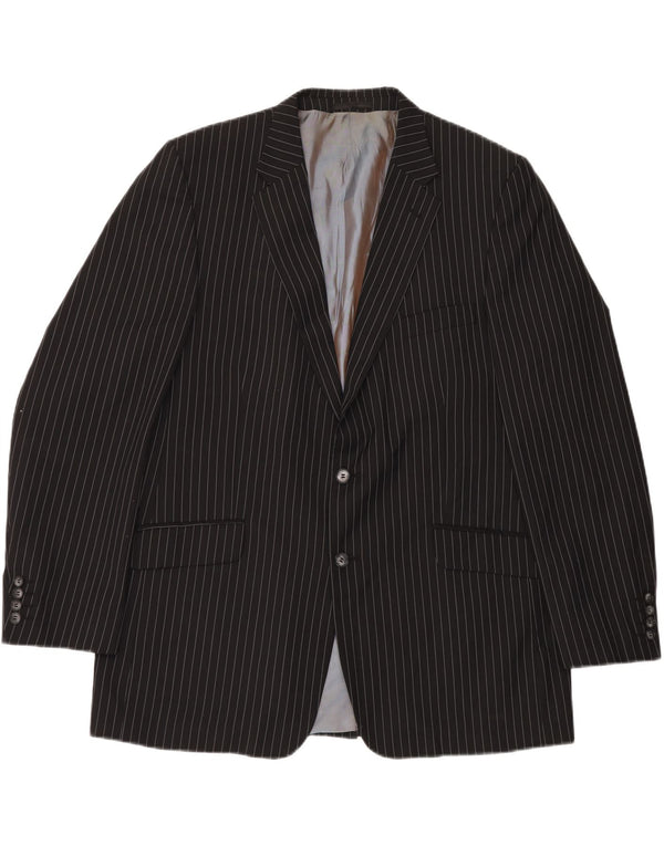 Kartel Herren-Blazer mit 2 Knöpfen, UK 48 4XL, schwarzes Nadelstreifen-Polyester