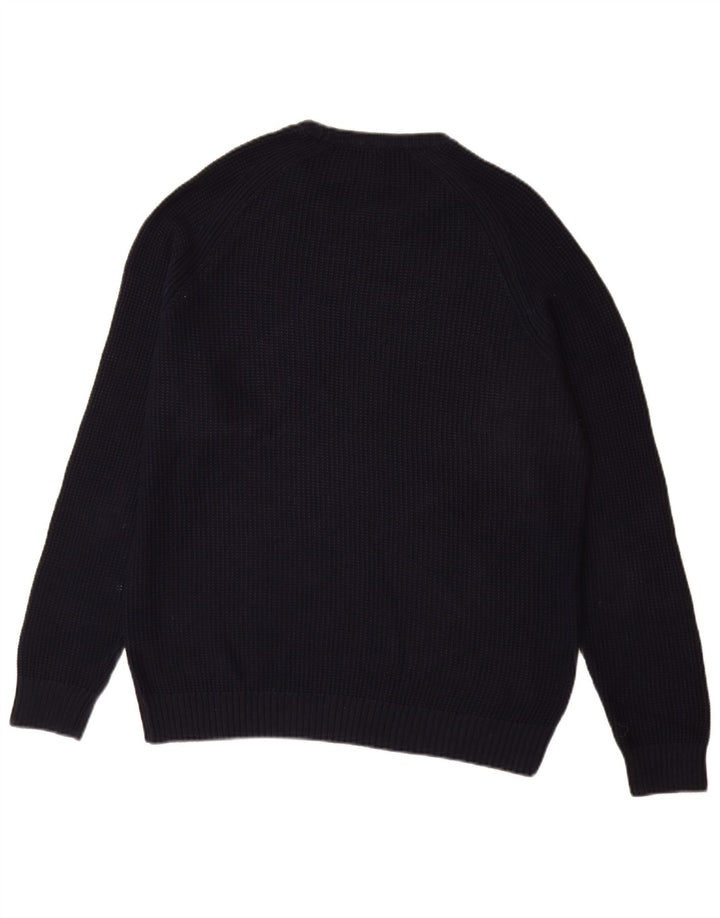Zara Herren-Pullover mit Rundhalsausschnitt, groß, marineblaue Baumwolle