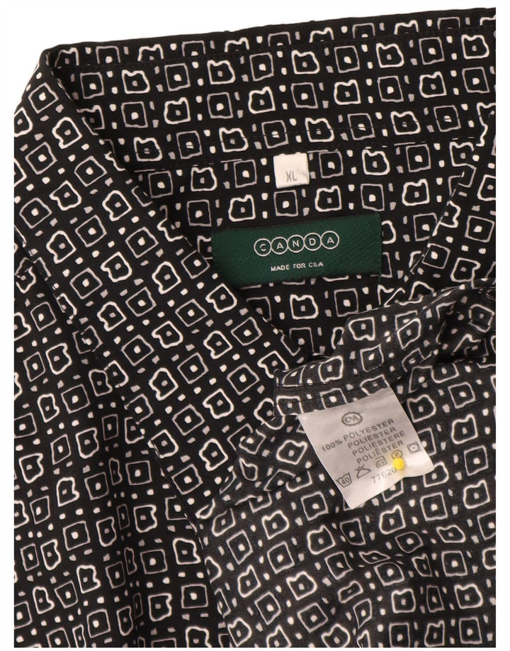 Canda Herren Kurzarmhemd XL Schwarz Geometrisch Polyester