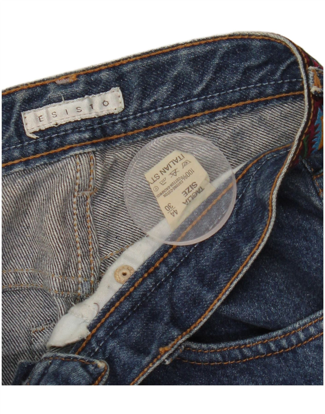 ESISTO Damen Bootcut Jeans IT 44 Medium W30 L34 Blaue geometrische Baumwolle