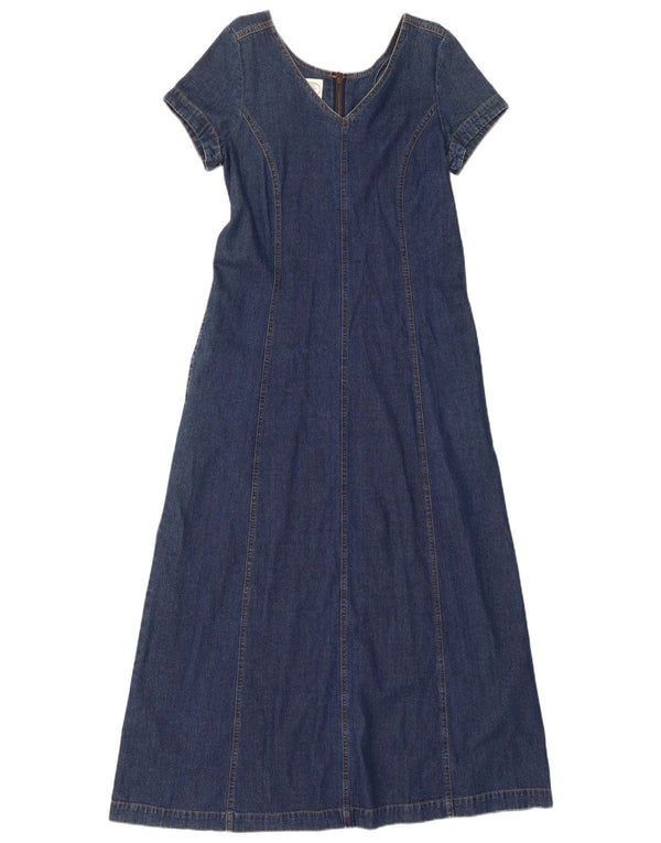 Laura Ashley Maxi-Jeanskleid für Damen, UK 12, mittelmarineblaue Baumwolle