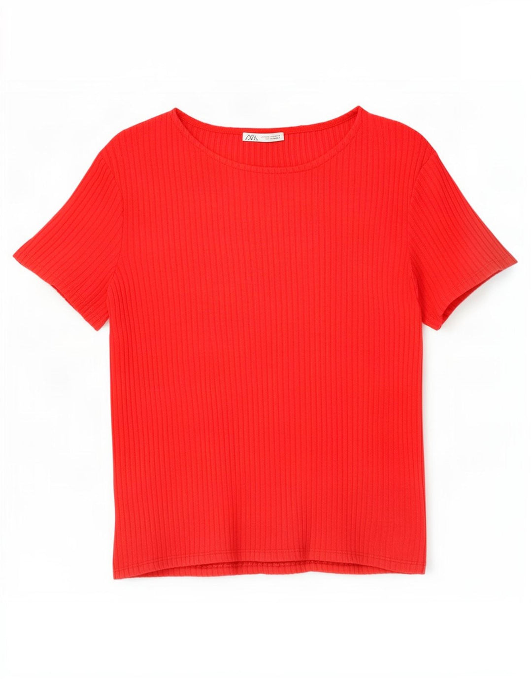 Zara Damen T-Shirt Top UK 12 Mittelrote Viskose