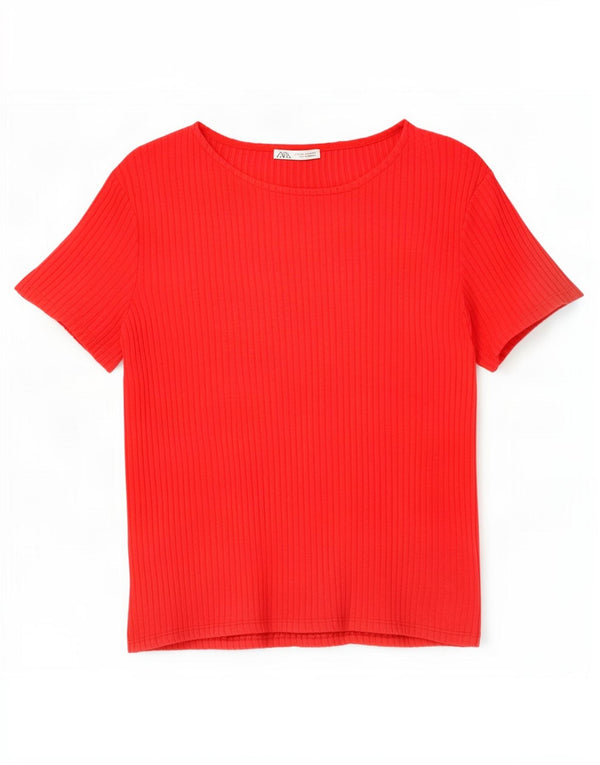 Zara Womens T-Shirt Top UK 12 Medium Red Viscose