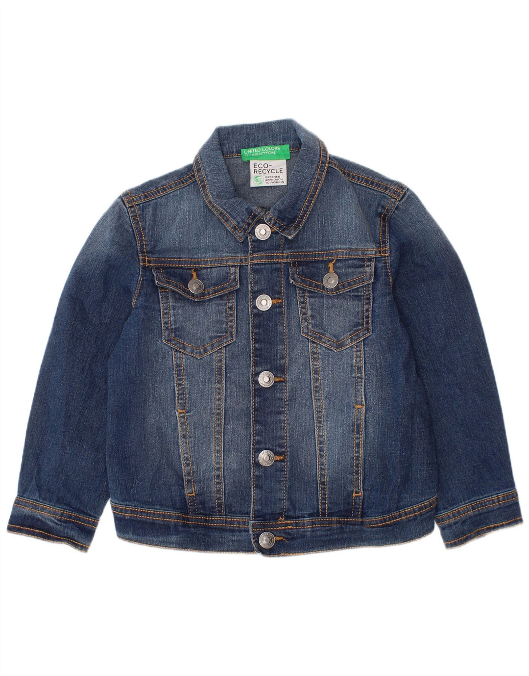 BENETTON Jeansjacke für Jungen, 3–4 Jahre, 2XS, blaue Baumwolle