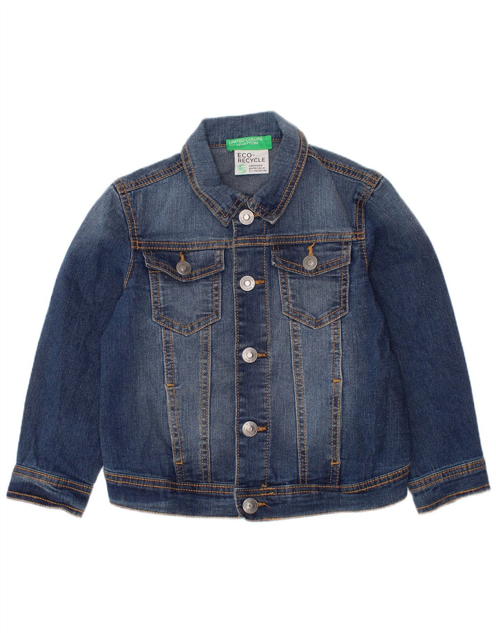 BENETTON Jeansjacke für Jungen, 3–4 Jahre, 2XS, blaue Baumwolle