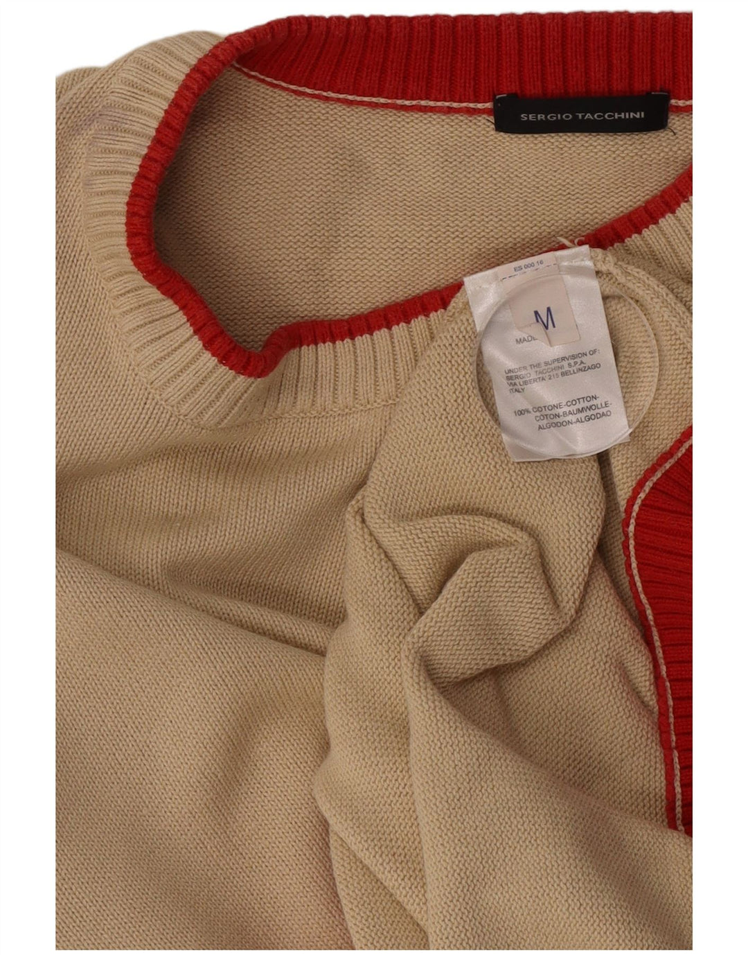 Sergio Tacchini Herren-Pullover mit Rundhalsausschnitt, mittelbeige Baumwolle