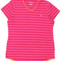 Champion Damen T-Shirt Top UK 16 Large Rosa gestreift Polyester