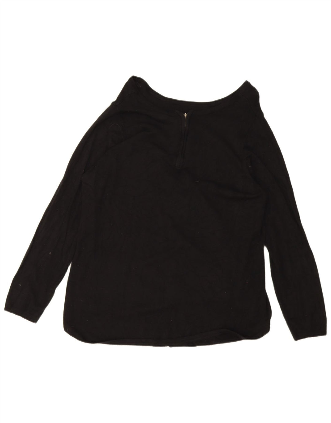 Marks & Spencer Damen-Pullover mit Reißverschluss am Hals, UK 16, Größe L, schwarze Viskose