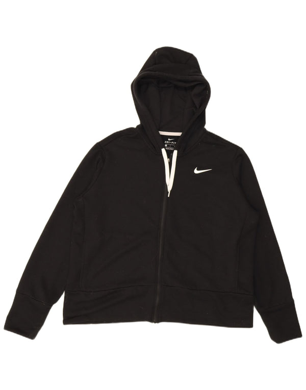 Nike Damen Dri Fit Zip Hoodie Pullover UK 16 Large Schwarz Polyester