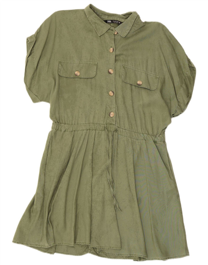 Zara Damen Basic Kleid UK 14 Large Khaki