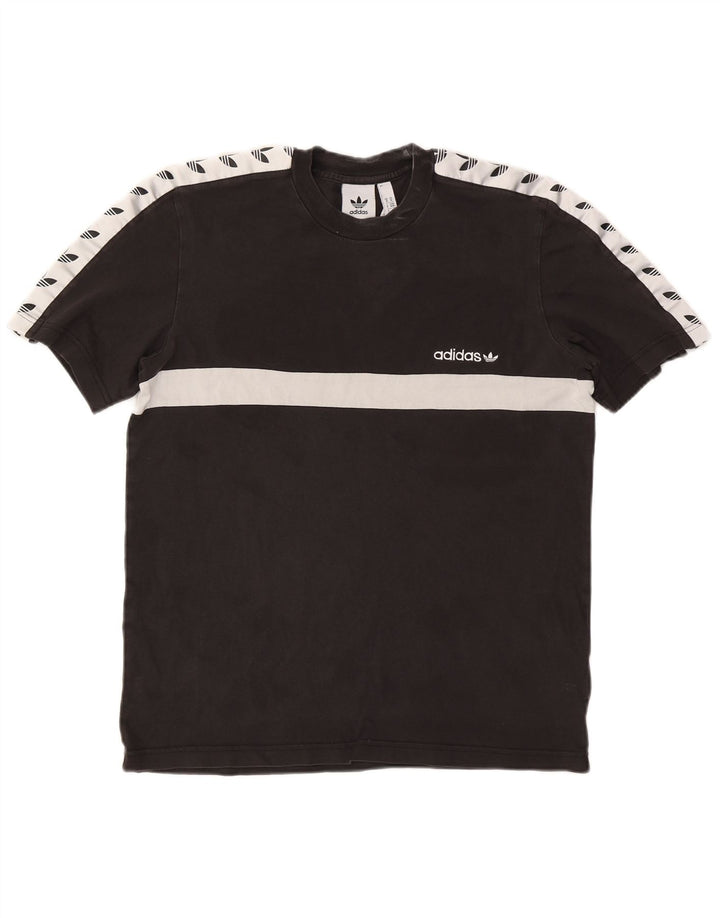 Adidas Herren Grafik T-Shirt Top Medium Schwarz Colourblock Baumwolle