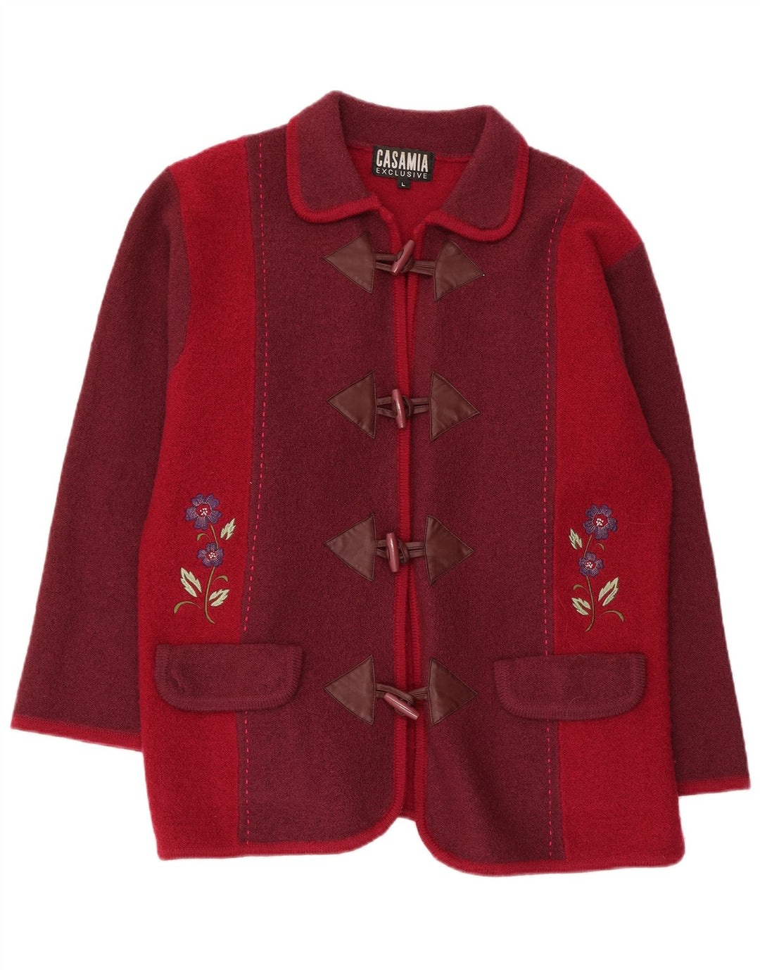 CASAMIA Damen-Blazer mit lockerer Passform, UK 16, groß, Burgunderrot, Farbblock