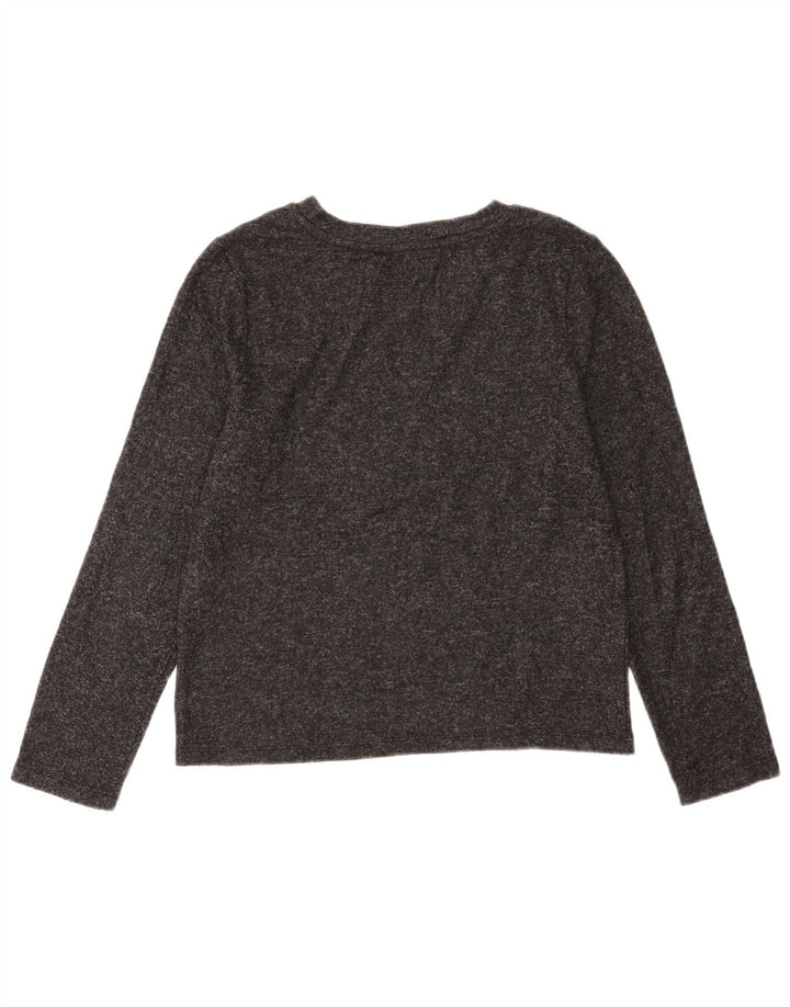 Marks & Spencer Damen Top Langarm UK 12 Mittelgraues Polyester