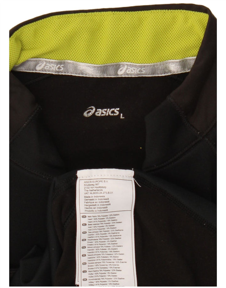 Asics Herren-Pullover-Trainingsanzugoberteil mit Reißverschluss und Halsausschnitt, groß, Schwarz, Farbblock