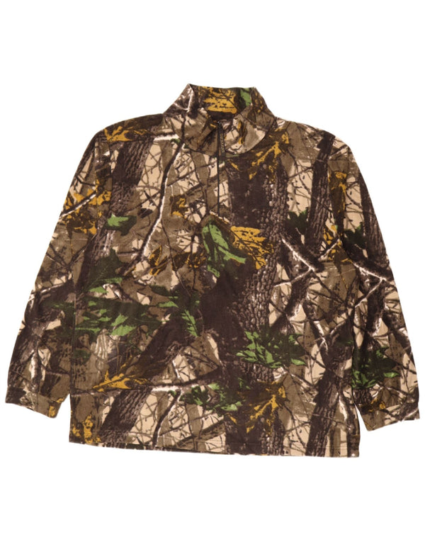 Univers Herren-Fleecepullover mit Reißverschluss am Hals, 4XL, Khaki, Camouflage, Polyester