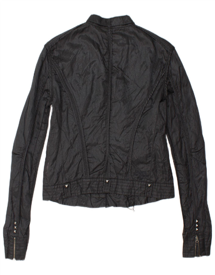 GUESS Damen Crop Utility Jacke UK 14 Große schwarze Baumwolle