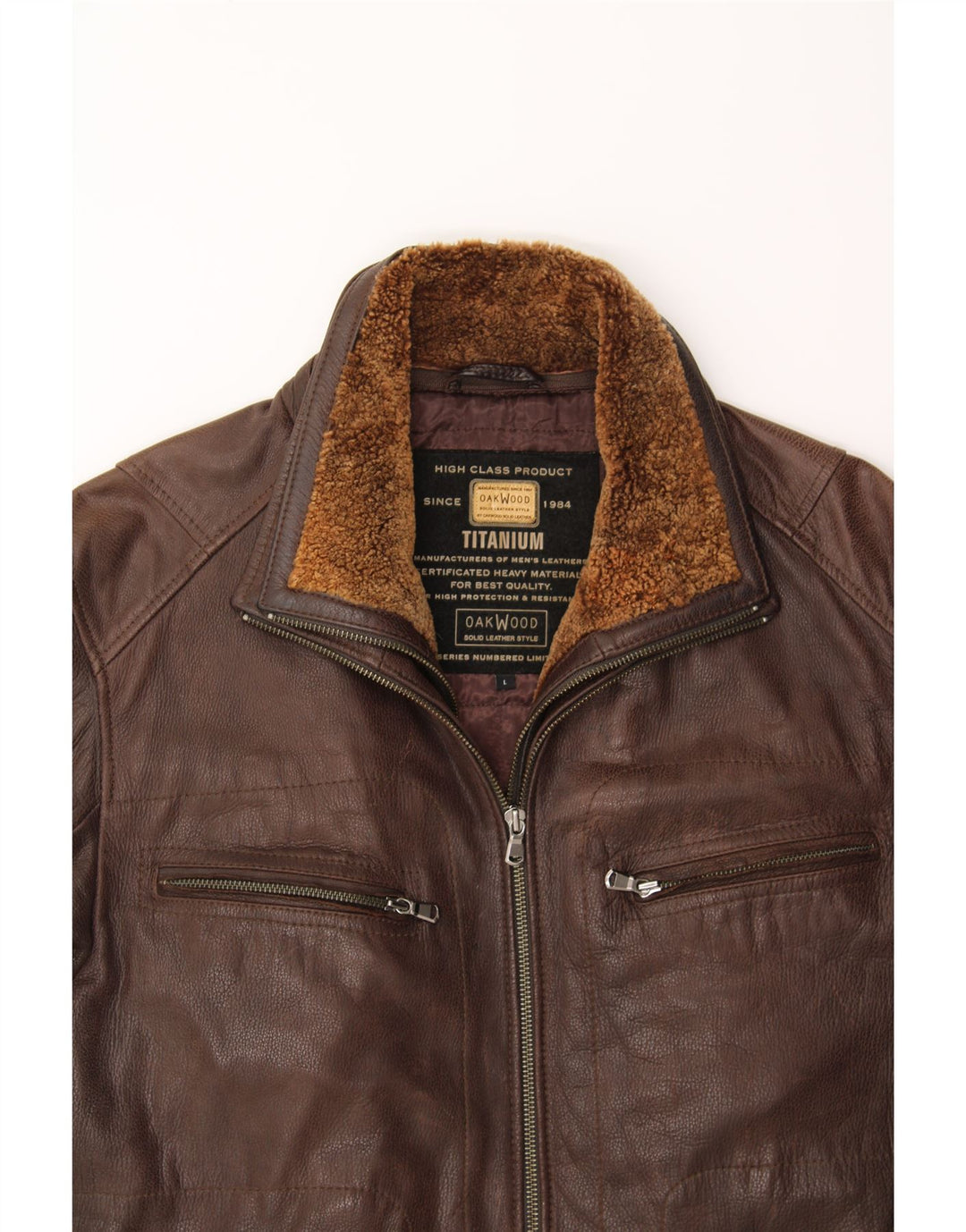 OAKWOOD Herren Lederjacke UK 40 Large Braun