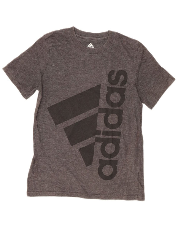 Adidas T-Shirt mit Grafik für Jungen, 10–11 Jahre, mittelgraue Baumwolle