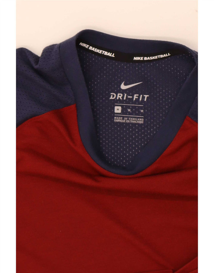 Nike Herren Dri Fit T-Shirt Top Mittelrot Farbblock