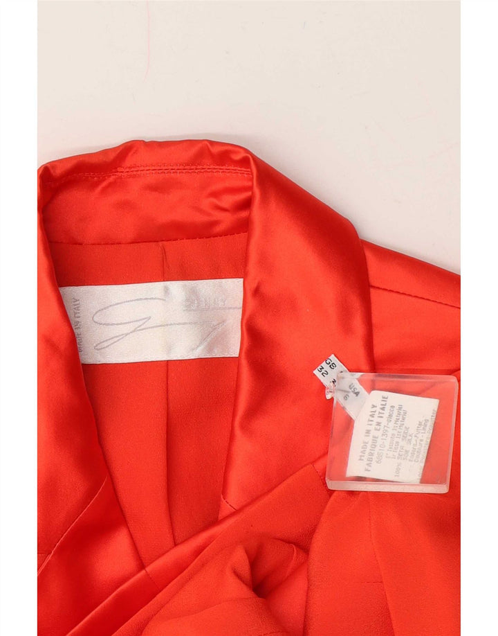 Genny Damen-Blazerjacke mit 3 Knöpfen und 3/4-Ärmeln, US 6, mittelorangefarbene Seide