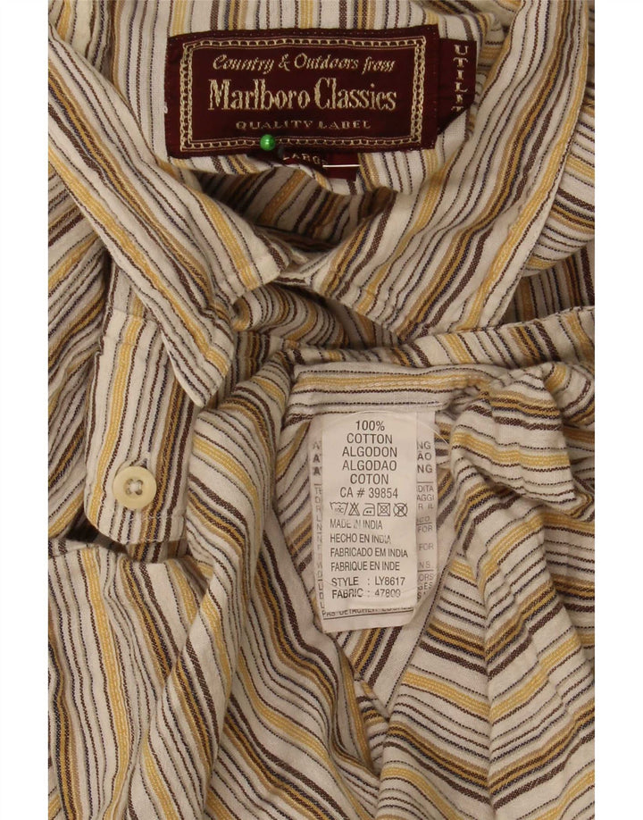 Marlboro Classics Herrenhemd, groß, braun gestreift, Baumwolle