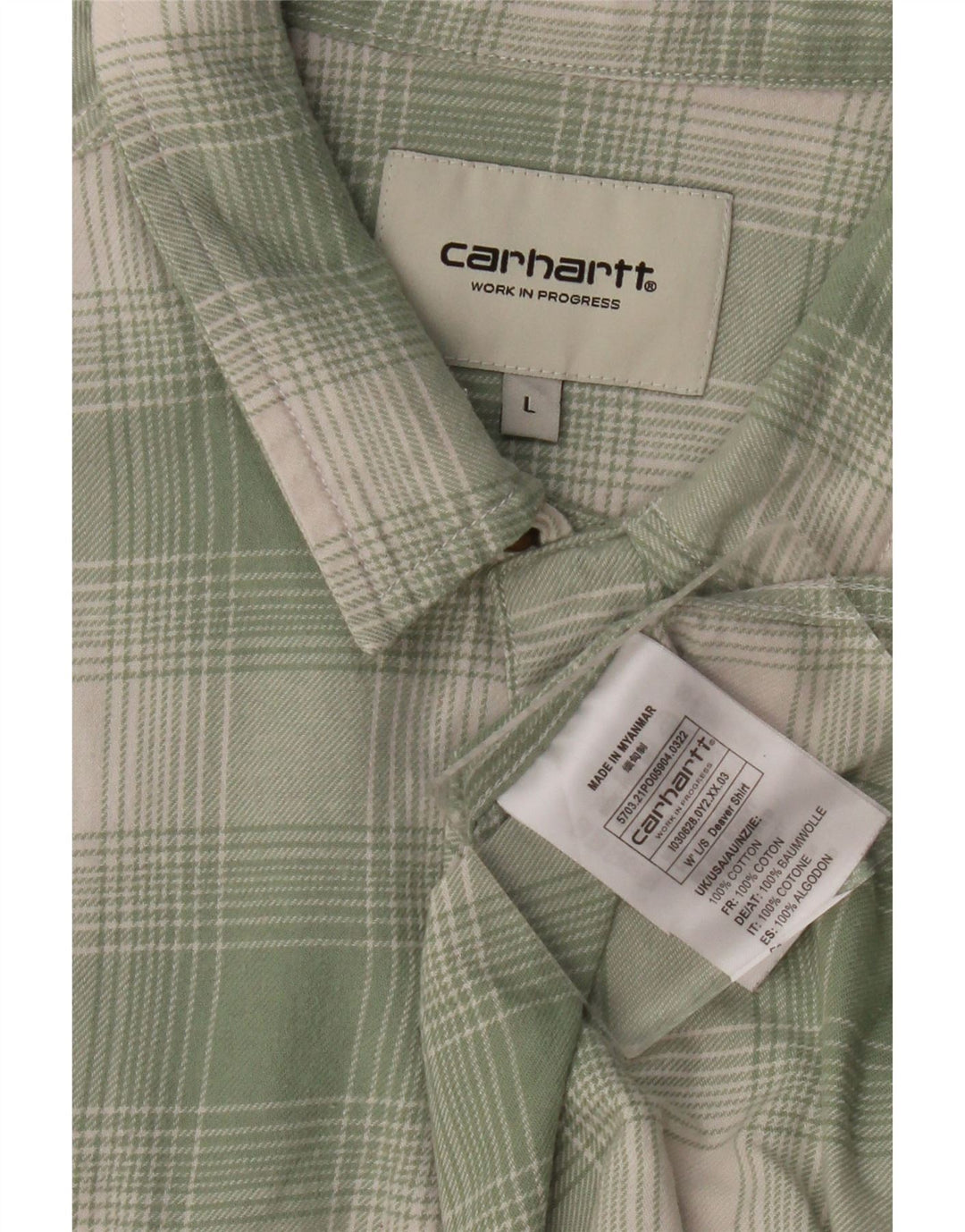 CARHARTT Herrenhemd, groß, grün kariert, Baumwolle