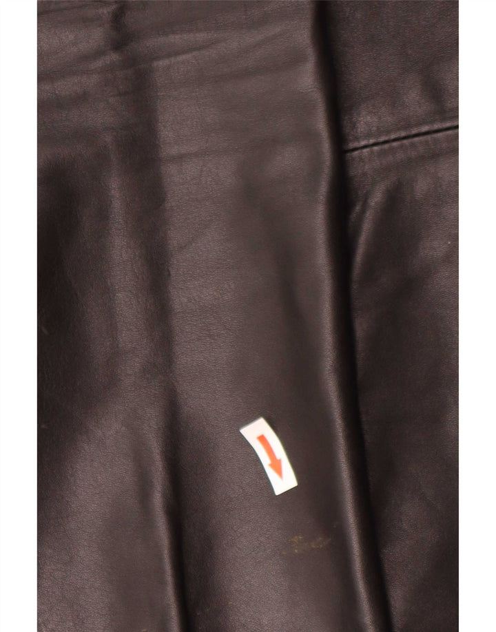 Vintage Herren gerade Lederhose W34 L32 Schwarz