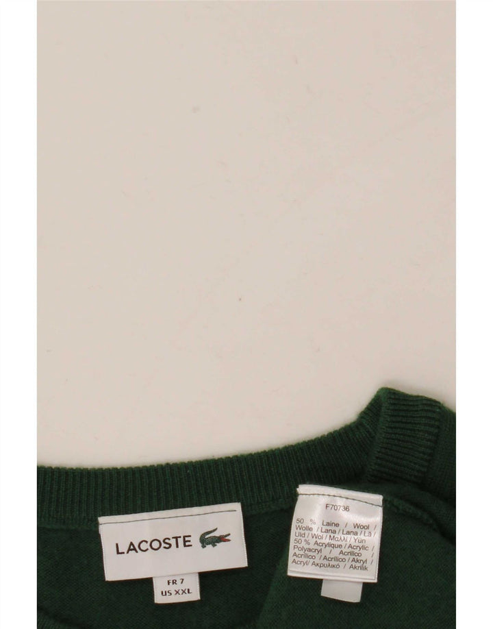 Lacoste Herren-Pullover mit U-Boot-Ausschnitt, Größe 7 2XL, grüne Wolle