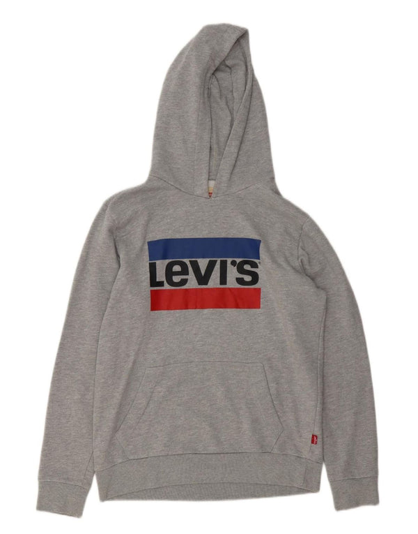 Levi's Jungen-Pullover mit grafischem Kapuzenpullover, 15–16 Jahre, grau gefleckte Baumwolle
