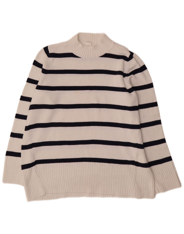 Gap Rollkragenpullover für Damen, UK 18, XL, weiß gestreift, Baumwolle