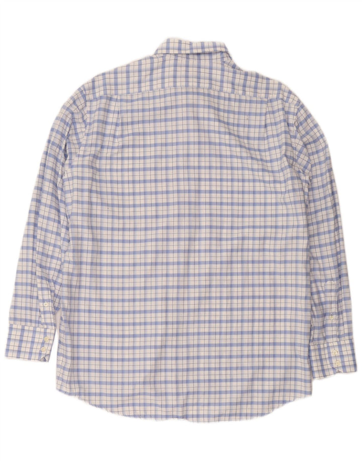 Lacoste Herrenhemd Größe 44 XL blau karierte Baumwolle