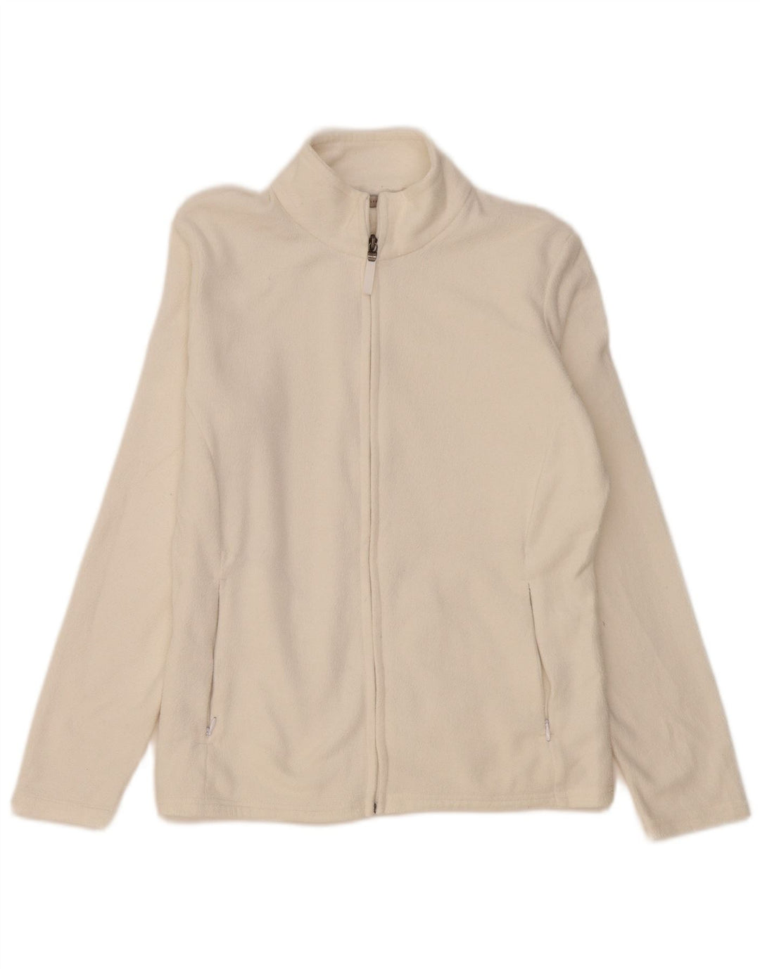 Marks & Spencer Damen Fleecejacke UK 14 Large Weiß Polyester
