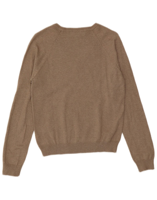 Zara Damen-Pullover mit V-Ausschnitt, UK 18, XL, braune Baumwolle
