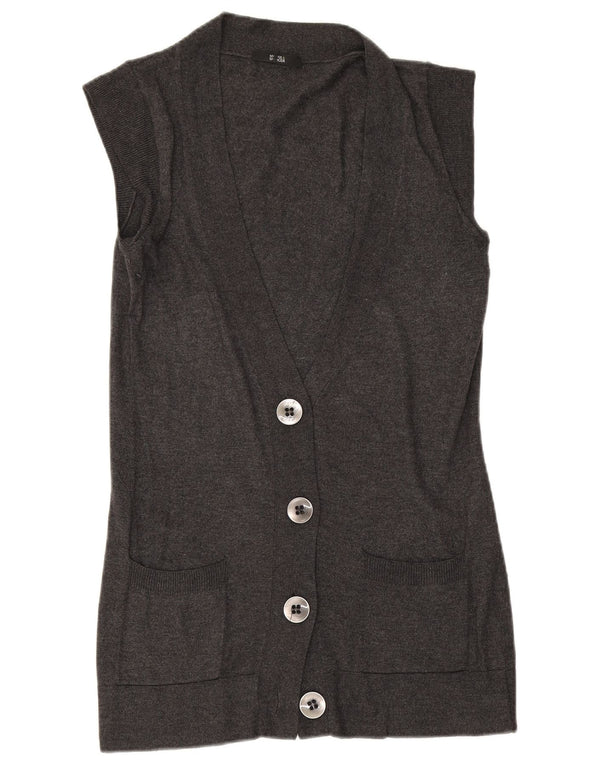 Marks & Spencer Damen Ärmelloser Cardigan-Pullover UK 12 Mittelgrau