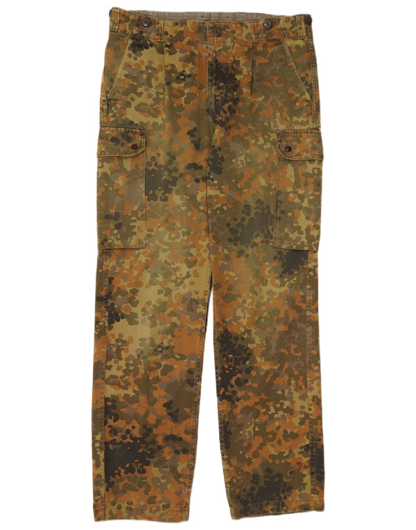 Vintage Herren gerade Cargohose W34 L32 grün Camouflage Baumwolle