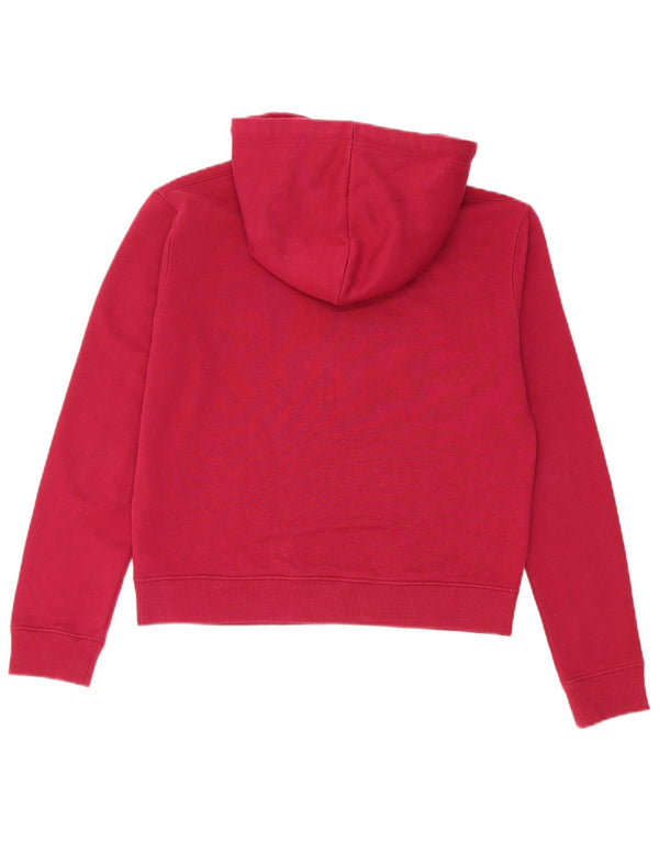 Calvin Klein Jeans Damen Crop Graphic Hoodie Pullover UK 10 Small Burgund