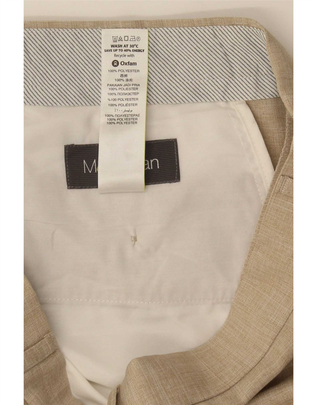 Gerade Herren-Anzughose von Marks & Spencer, W32, L31, Beige, Polyester