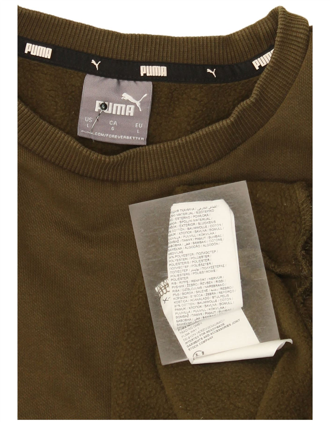 Puma Herren Sweatshirt Pullover Large Khaki Baumwolle