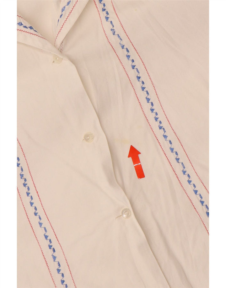 VINTAGE Damen Hemdbluse UK 16 Groß weiß gestreift