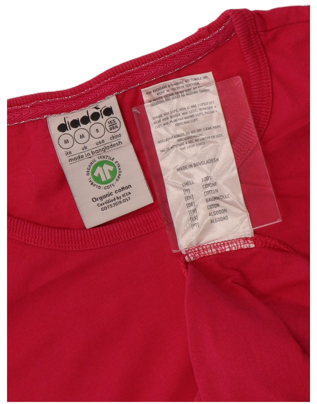 DIADORA Damen T-Shirt Top UK 12 Mittelrosa Baumwolle