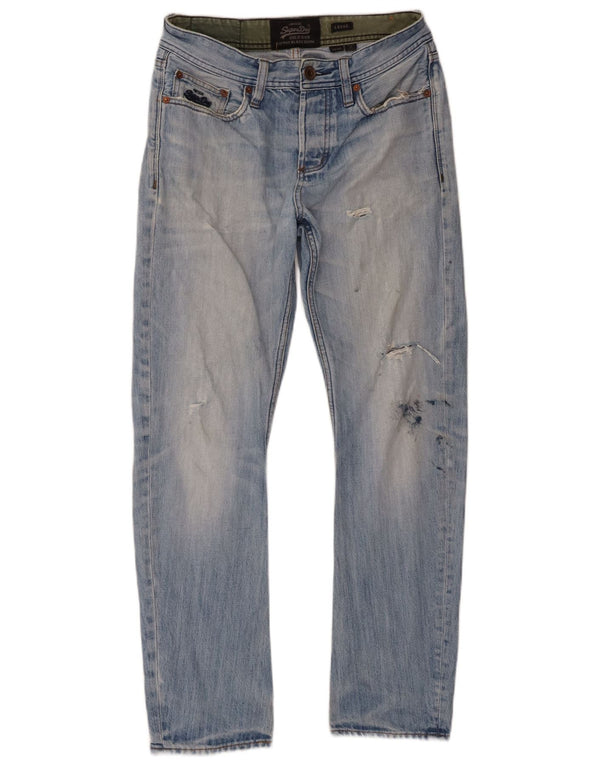 Superdry Herren Distressed Loose Jeans W30 L30 Blaue Baumwolle