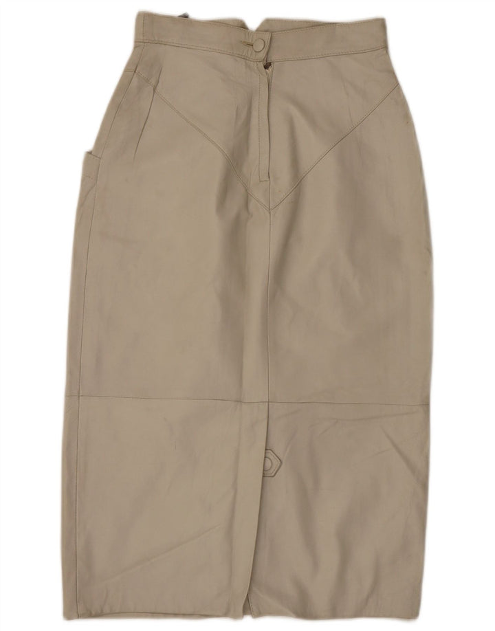 C&A Damen Midi-Lederrock EU 40 Medium W28 Beige Leder