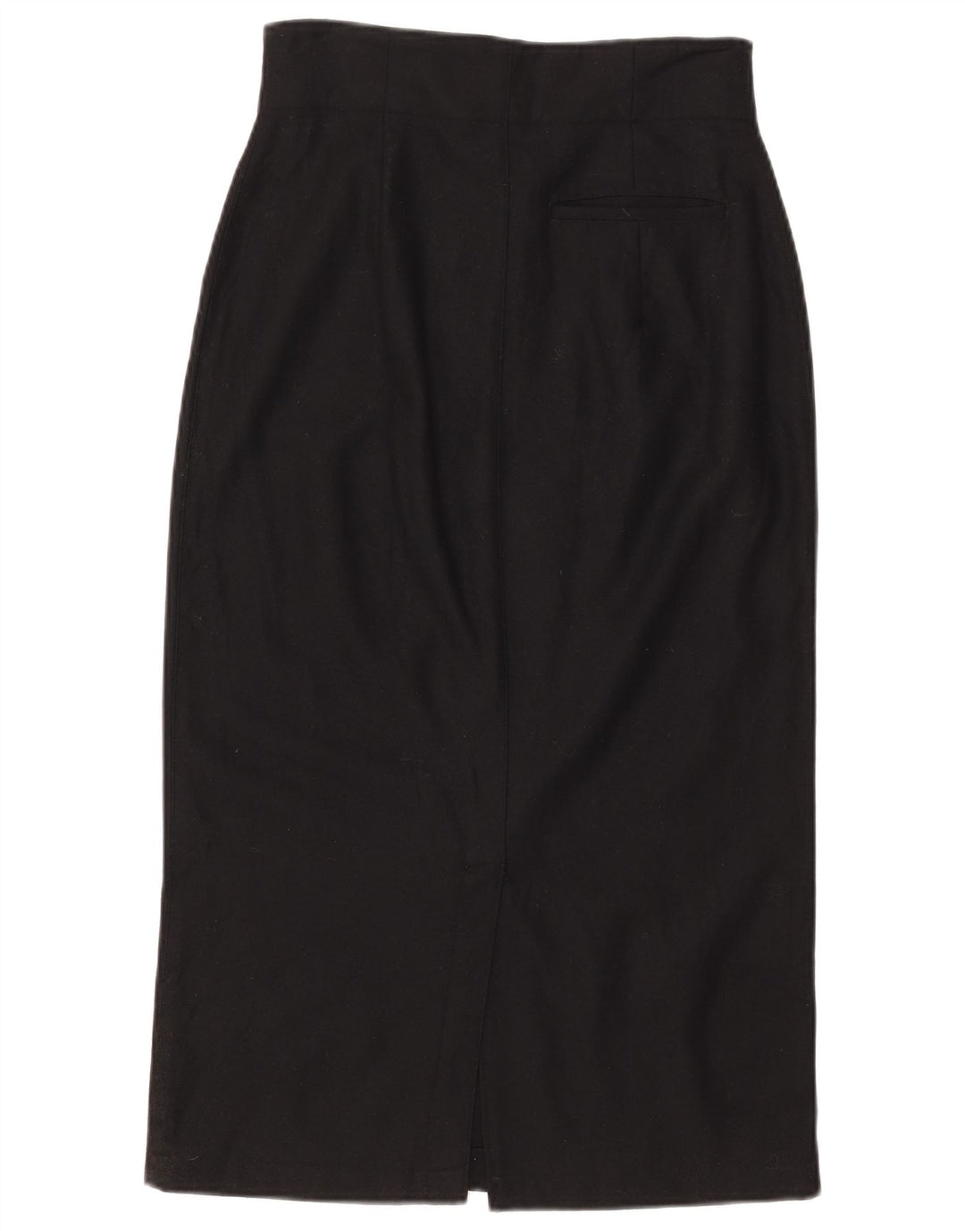 Benetton Damen-Midirock mit hoher Taille, Größe 44, mittelgroß, W28, schwarze Wolle