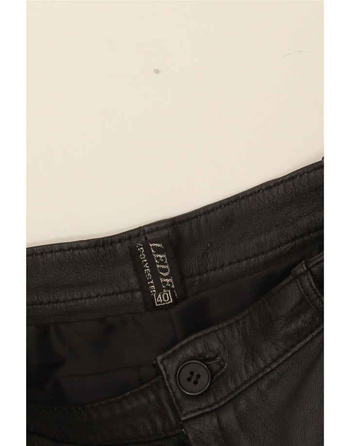 Vintage Damen Lederrock EU 40 Medium W29 Schwarzes Leder