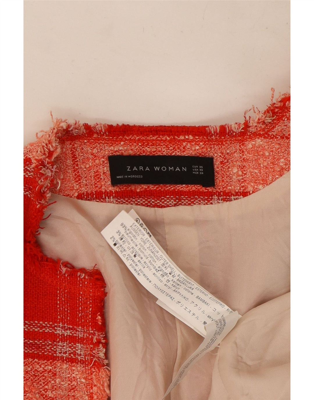 Offene Bolero-Jacke für Damen von Zara, UK 6, XS, rot kariert, Baumwolle