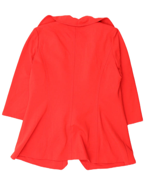 Calvin Klein Womens 3/4 Sleeve Open Blazer Jacket US 8 Medium Red Polyester