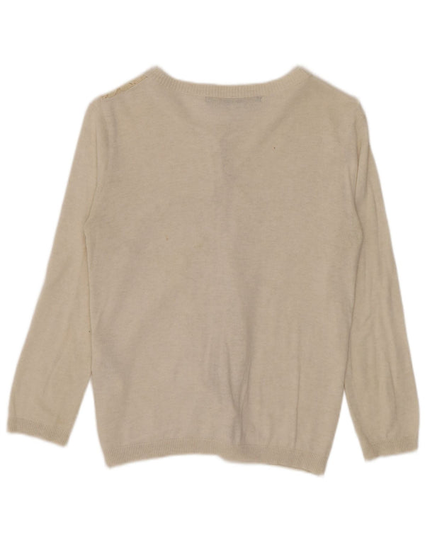 Zara Damen-Strickjacke mit 3/4-Ärmeln, Spitze, Gr. 10, Größe S, Beige, Nylon