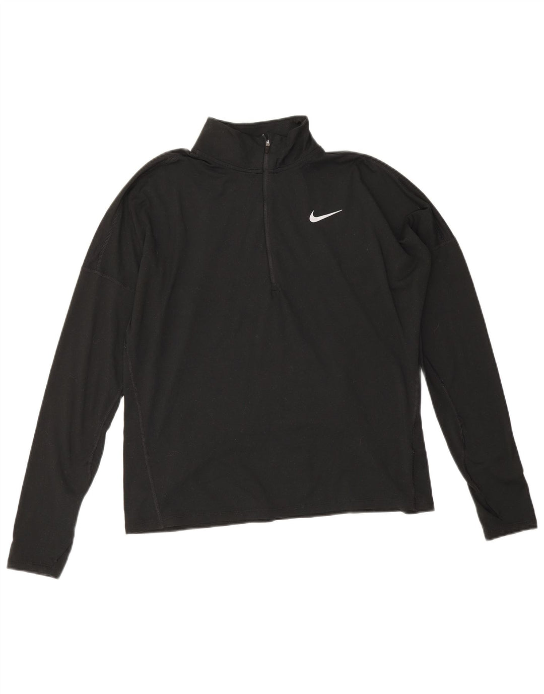 Nike Damen Dri Fit Zip Neck Pullover Trainingsanzug Top UK 14 Medium Schwarz